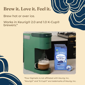 Four Sigmatic keurig-compatible pod image highlights easy on-demand adaptogen coffee.