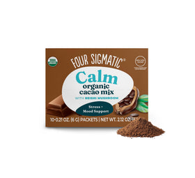 Four Sigmatic Calm Cacao Mix packet close-up for relaxing evenings.
