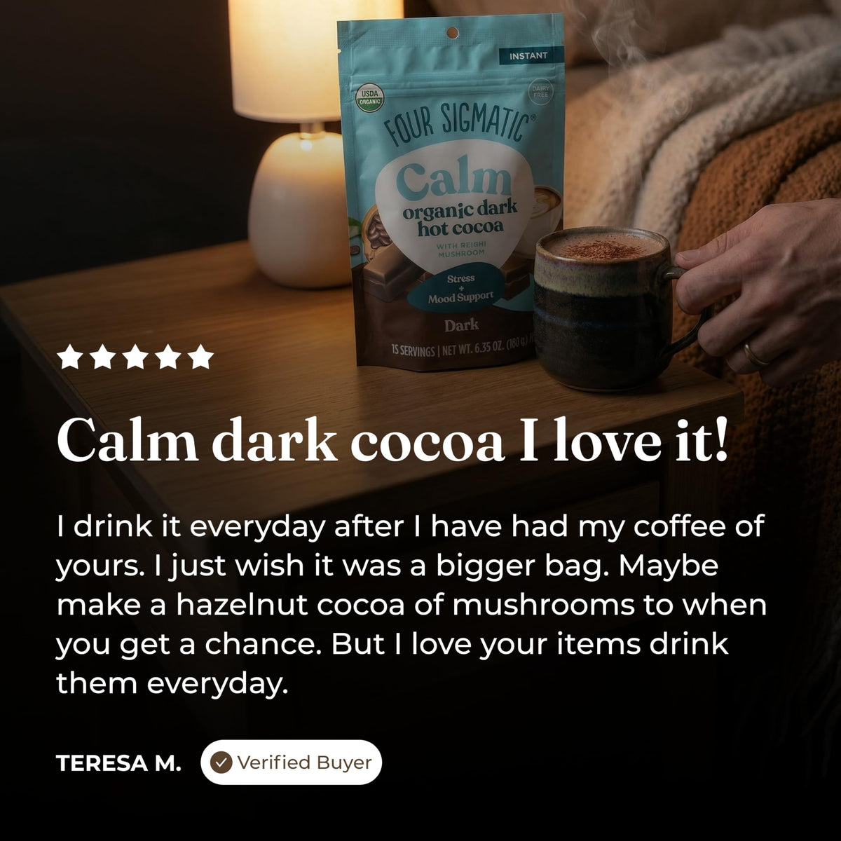 Peru-grown cacao used in Four Sigmatic Calm cocoa mix underscores high-altitude sourcing