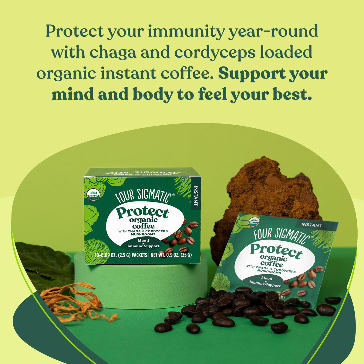 Four Sigmatic Chaga king mushroom cup shows antioxidant-rich immune-support potential