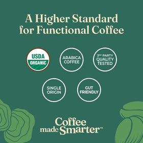 Four Sigmatic coffee packets opened, ready for a quick, balanced brew.