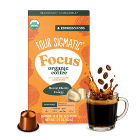 Four Sigmatic Focus Coffee Pods pour a rich brew for a focused morning start