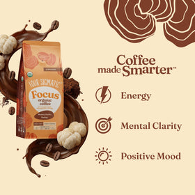 Four Sigmatic Focus Ground Coffee with Lion's Mane, focus-enhancing mushroom blend.