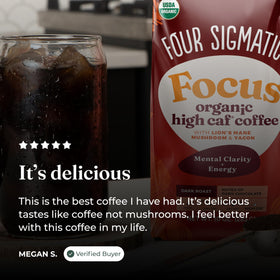 Four Sigmatic Focus Max brew-ready setup on kitchen counter for quick energizing mornings.