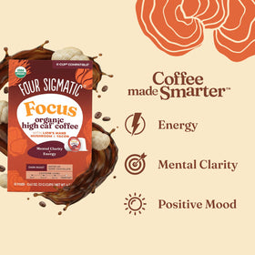 Four Sigmatic K-Cups cup pour showing smooth dark roast and aroma.