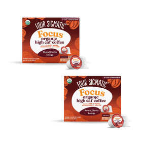 Four Sigmatic high caffeine mushroom coffee k-cups packshot highlights convenient, sustainable pods