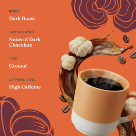 Four Sigmatic Lions Mane coffee bag front signals organic, fair trade sourcing.