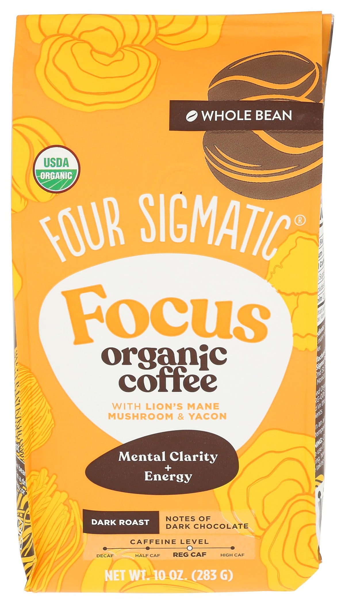 Four Sigmatic Lion's Mane Coffee whole bean 10oz ready for a fresh brew