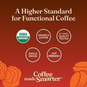 Four Sigmatic Lions Mane ground coffee brew cup shows smooth, balanced flavor.