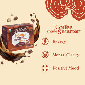 Four Sigmatic lions-mane infused coffee pour emphasizes focus-friendly morning ritual