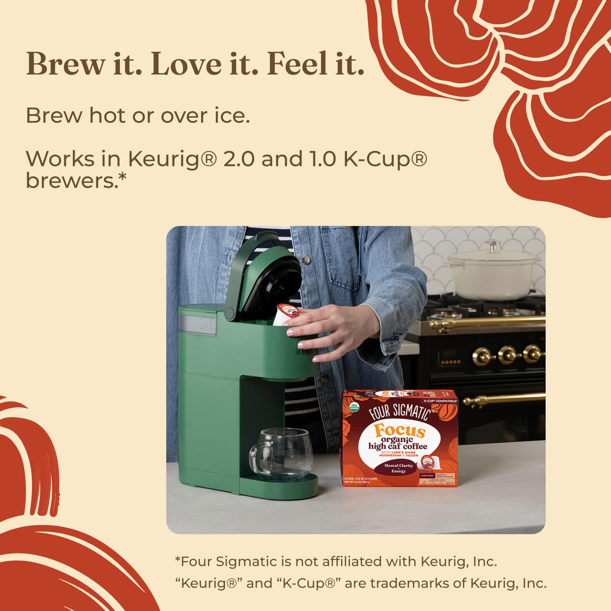 Serving cup of Four Sigmatic mushroom coffee for energized mornings
