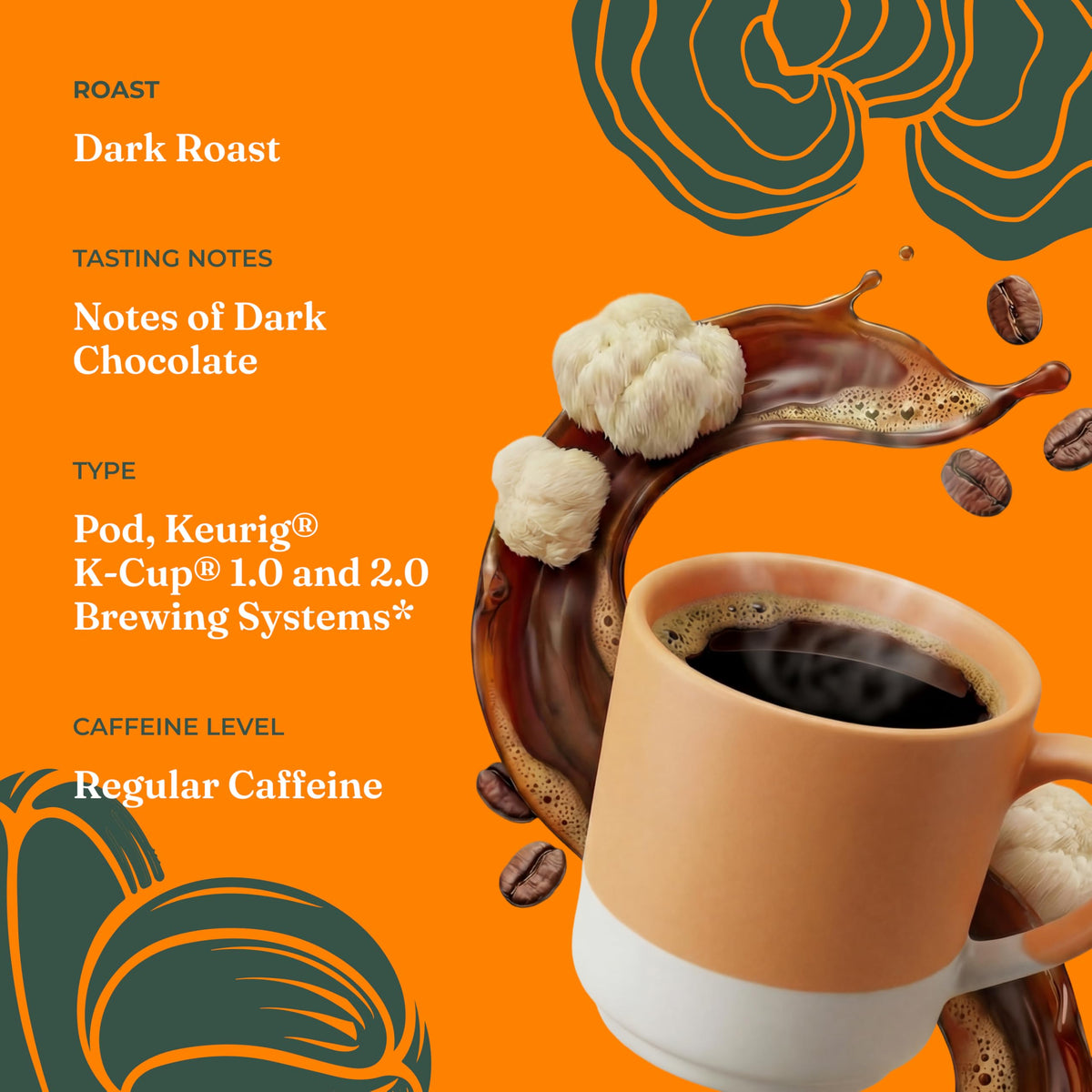 Yacon root near the cup, hinting at digestion-friendly blend.