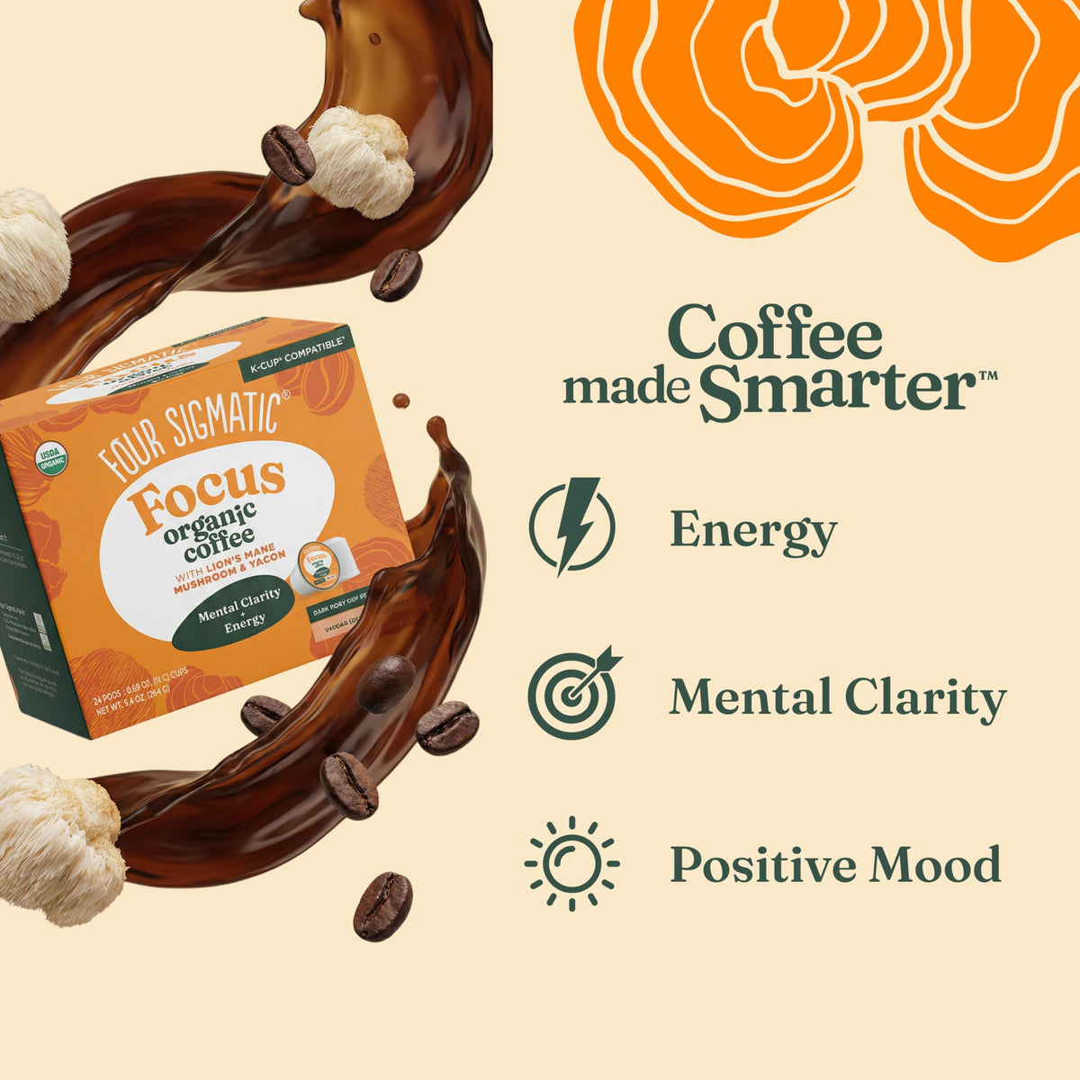 Four Sigmatic Lion’s Mane powder scoop highlighting cognitive support