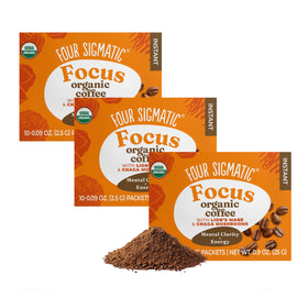 Four Sigmatic Lion's Mane coffee pack-3 on a desk for a focused morning ritual