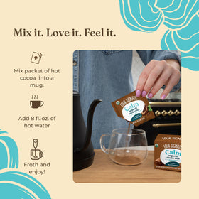 Evening ritual with Four Sigmatic Reishi hot cacao for calm moments.