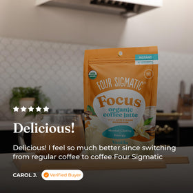 Four Sigmatic organic coconut milk powder showcasing dairy-free creaminess.