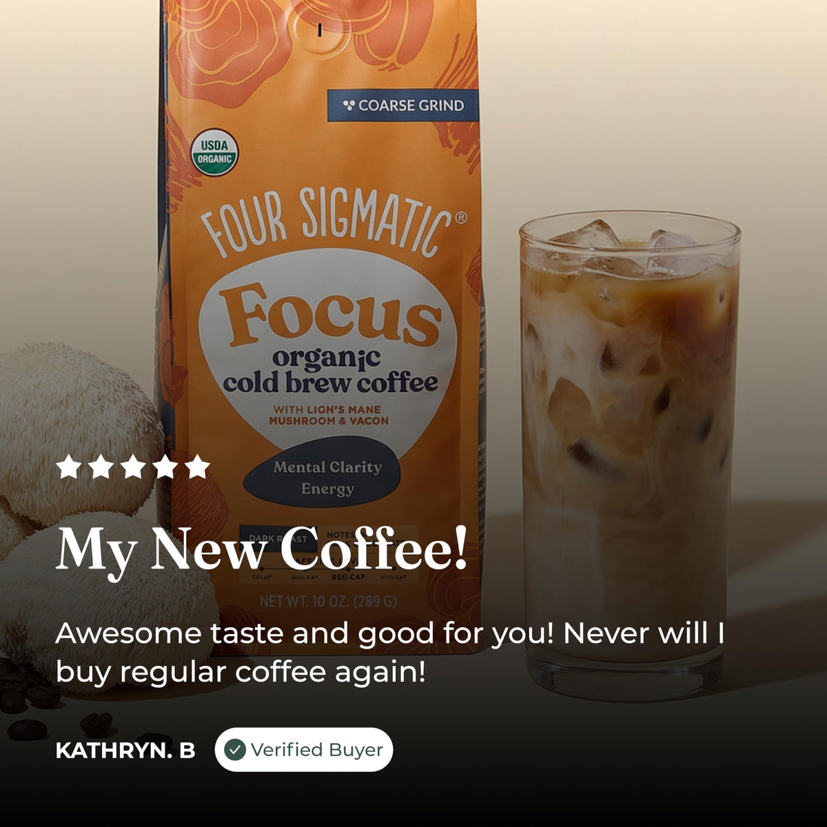 Four Sigmatic ethically sourced ingredients emphasize responsible choices.