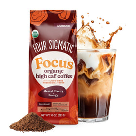 Four Sigmatic organic high caffeine Lions Mane ground coffee pack boosts focus with rich aroma.