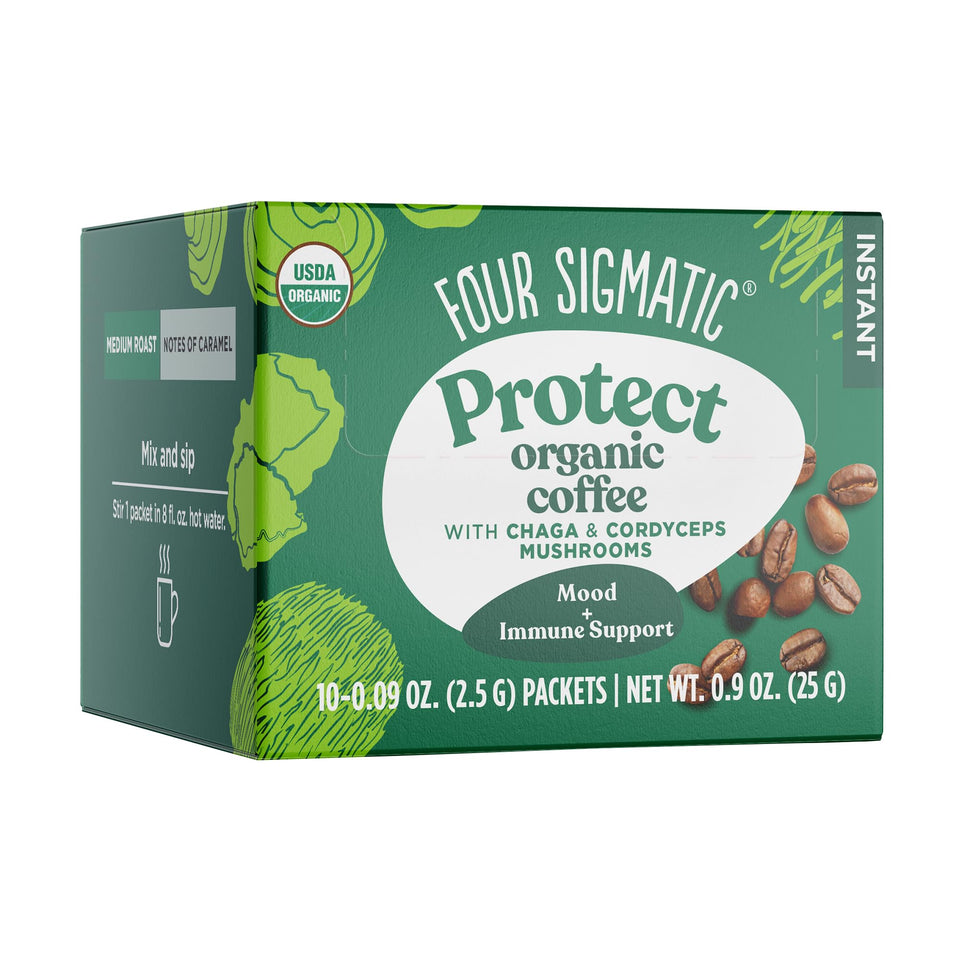 Four Sigmatic organic instant coffee cup pour highlights quick caffeine lift