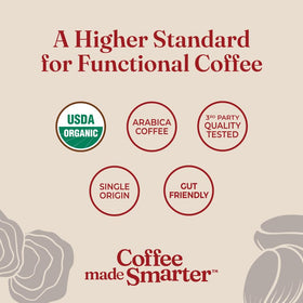 Energy-boosting scene with a mug of mushroom coffee for a productive moment