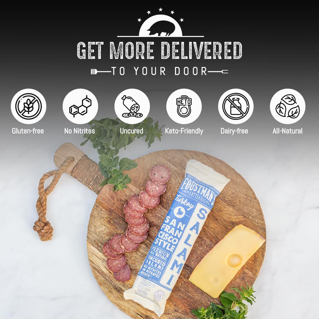 Foustman's keto-friendly salami as a quick protein option for an active day.
