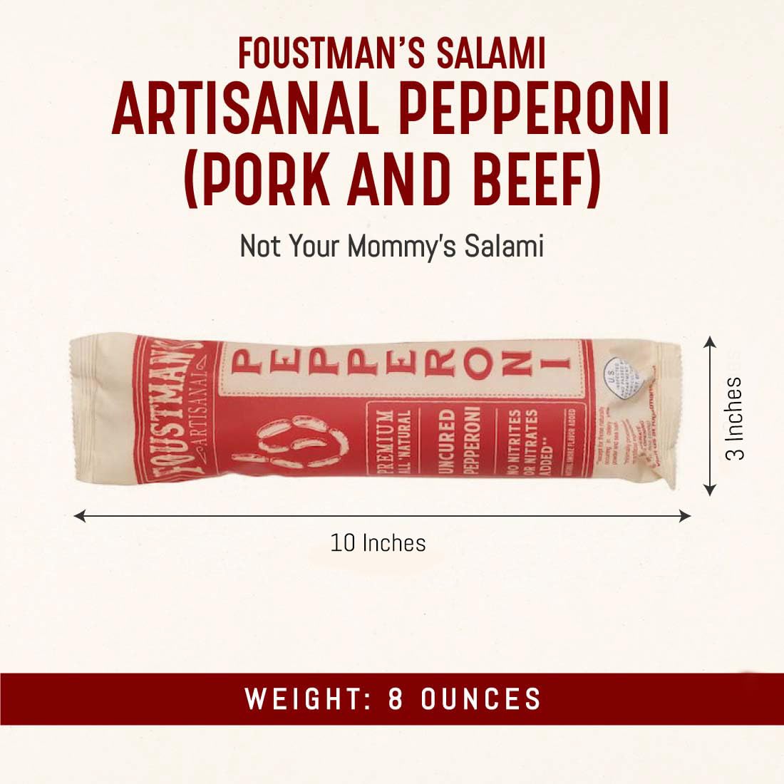 Foustman's nitrate-free pepperoni sticks perfect for keto-friendly snacking