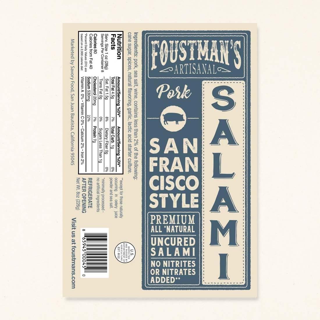 Foustman's Salami arranged on a charcuterie board for versatile, ready-to-serve bites.