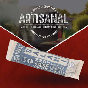 Foustman's Salami on kitchen counter demonstrates easy daily snacking.