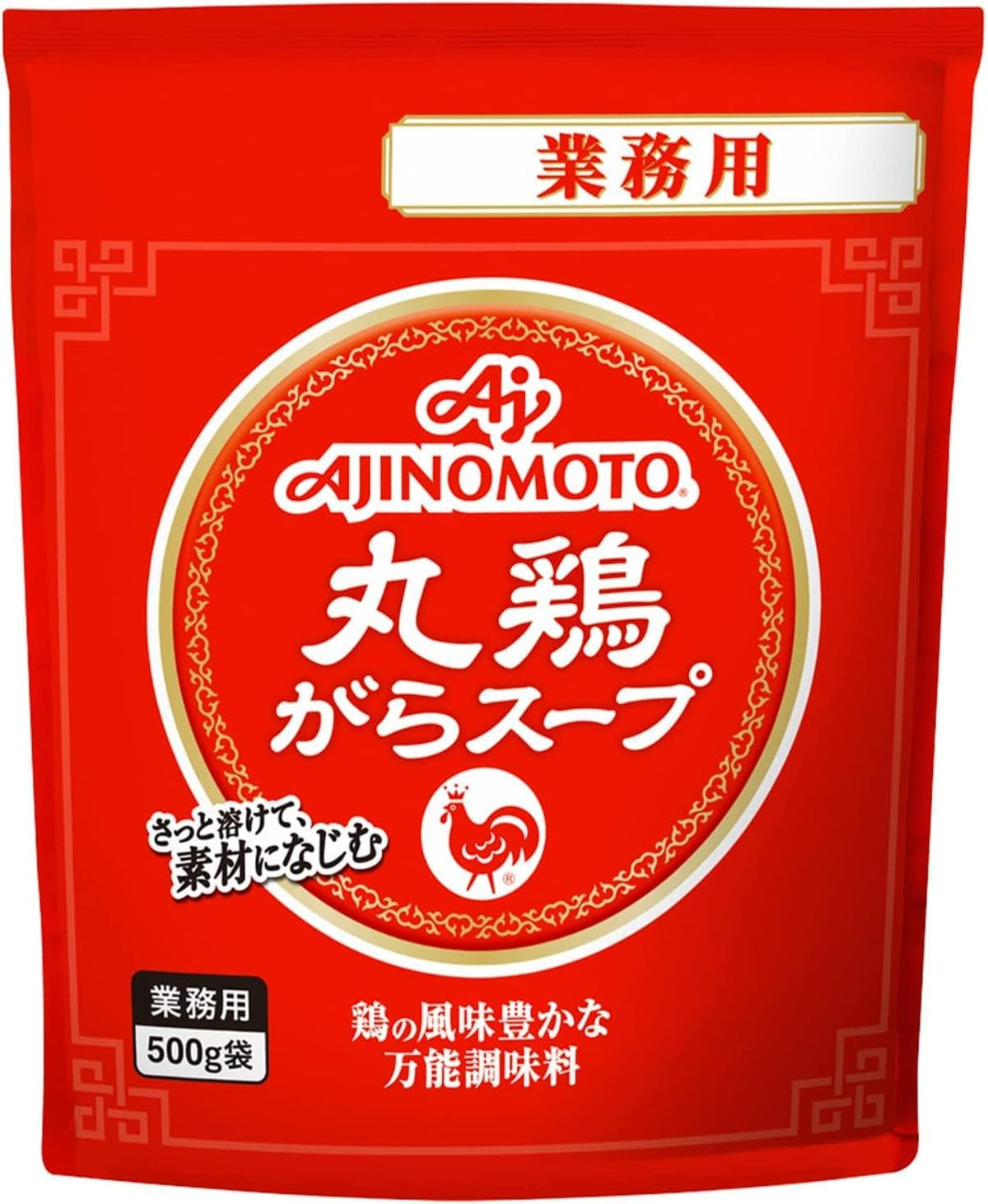 FOXCUP Ajinomoto chicken stock 500g packaging, ideal for quick flavor base.