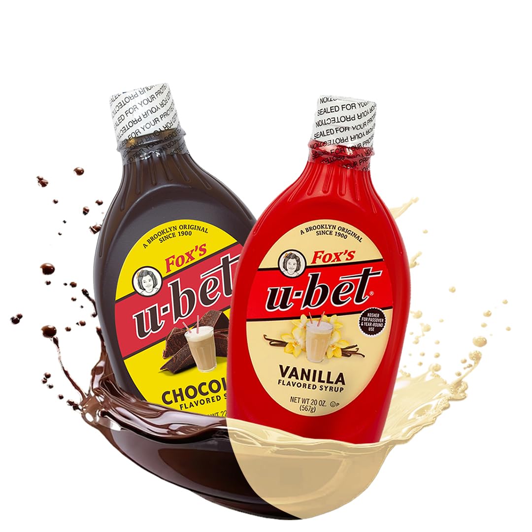 FOX'S U-BET syrup 2-pack chocolate and vanilla for classic Brooklyn desserts.