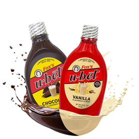 FOX'S U-BET syrup 2-pack chocolate and vanilla for classic Brooklyn desserts.