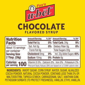 FOX'S U-BET drizzle over ice cream topping for rich flavor.