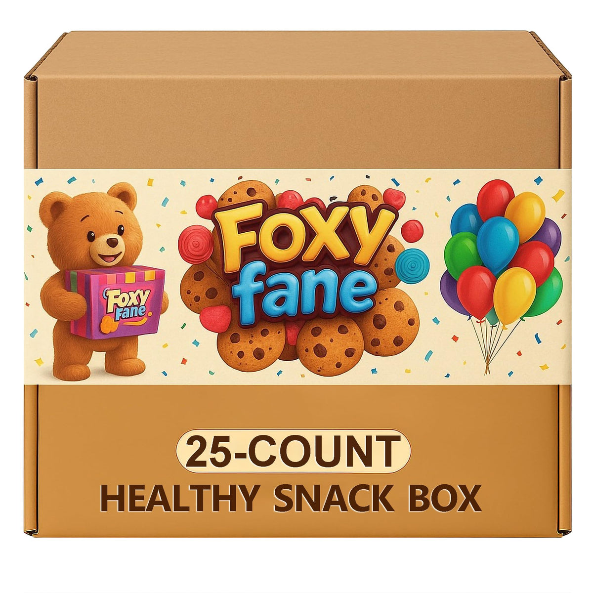 Foxy Fane 25ct snack box variety collection highlights trusted brands and snack variety.