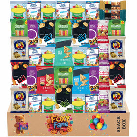 Foxy Fane 40-count gluten-free snack box front view highlighting gift-ready variety.