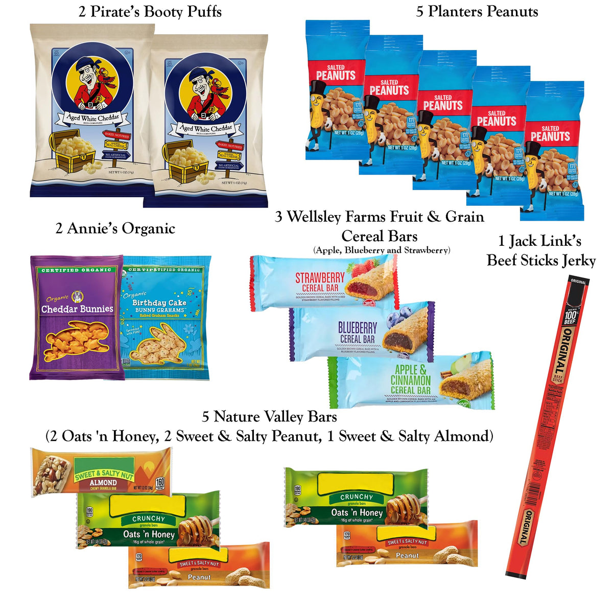 Foxy Fane neatly-packed-bags emphasize variety and convenience for quick snacking.