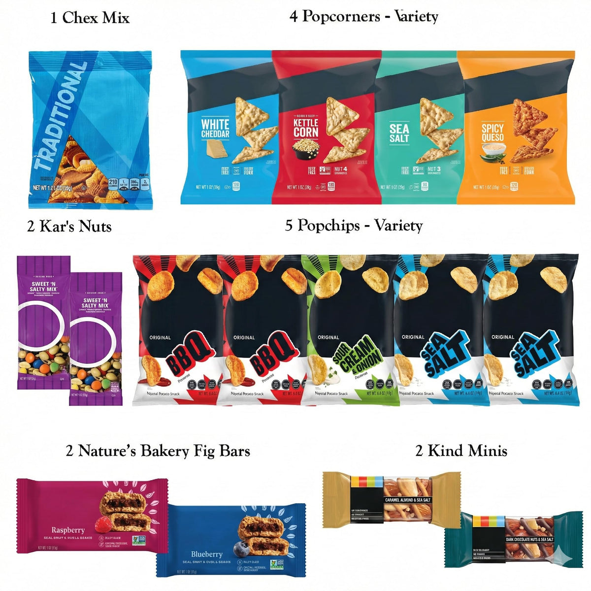 Foxy Fane snack variety pack, an assortment perfect for parties, road trips, and office breaks.