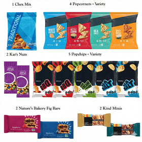 Foxy Fane snack variety pack, an assortment perfect for parties, road trips, and office breaks.