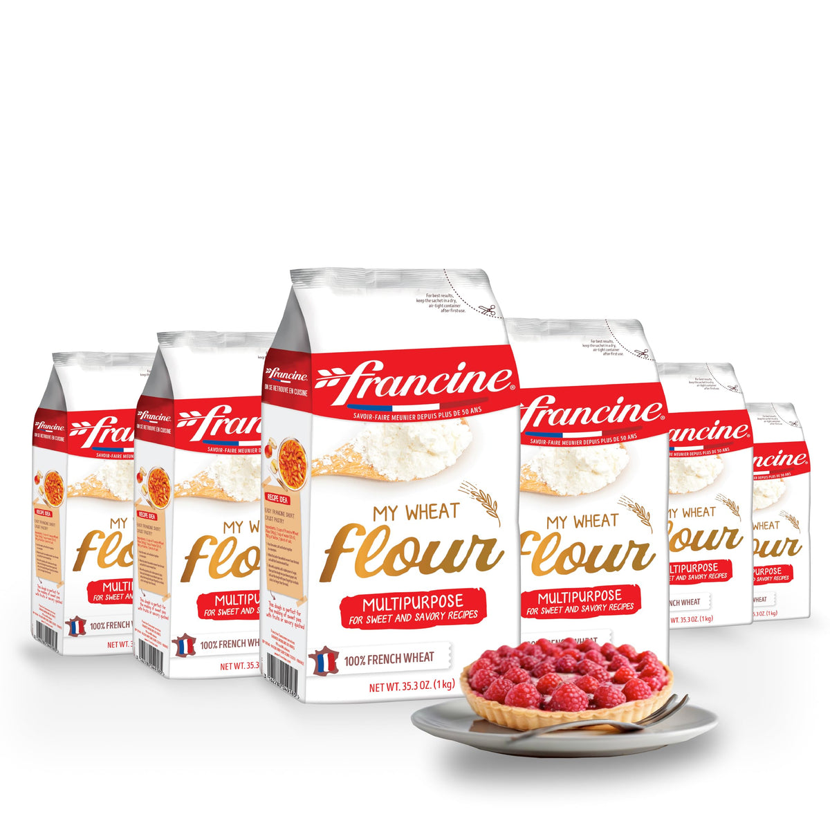 Francine T55 flour pack front, premium French flour for versatile bread and pastry baking.