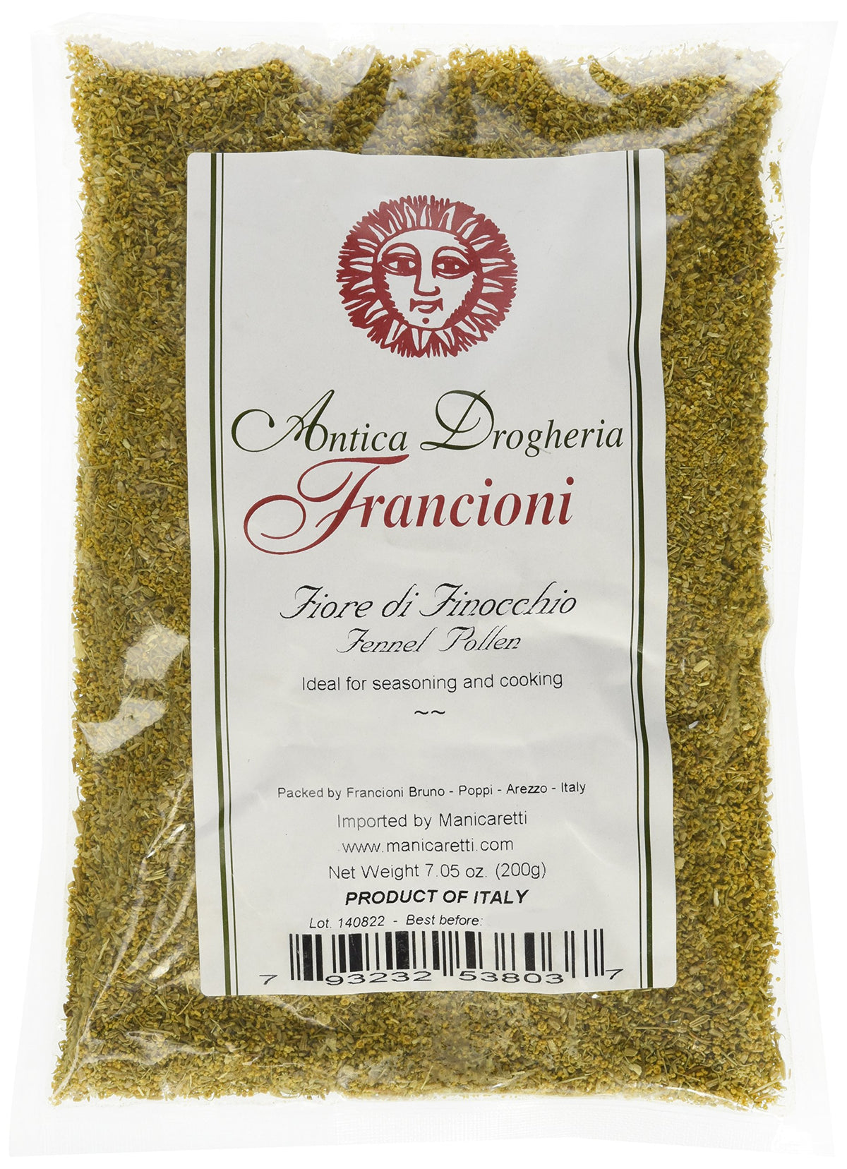 Francioni fennel pollen bag from Tuscany ready to season fish and vegetables.