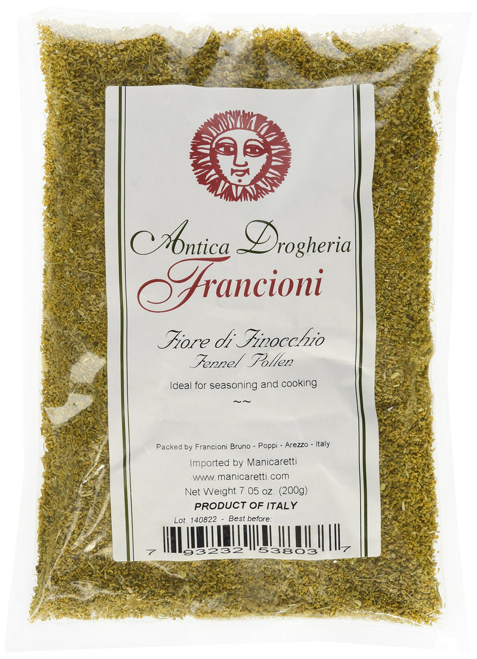 Francioni fennel pollen bag from Tuscany ready to season fish and vegetables.