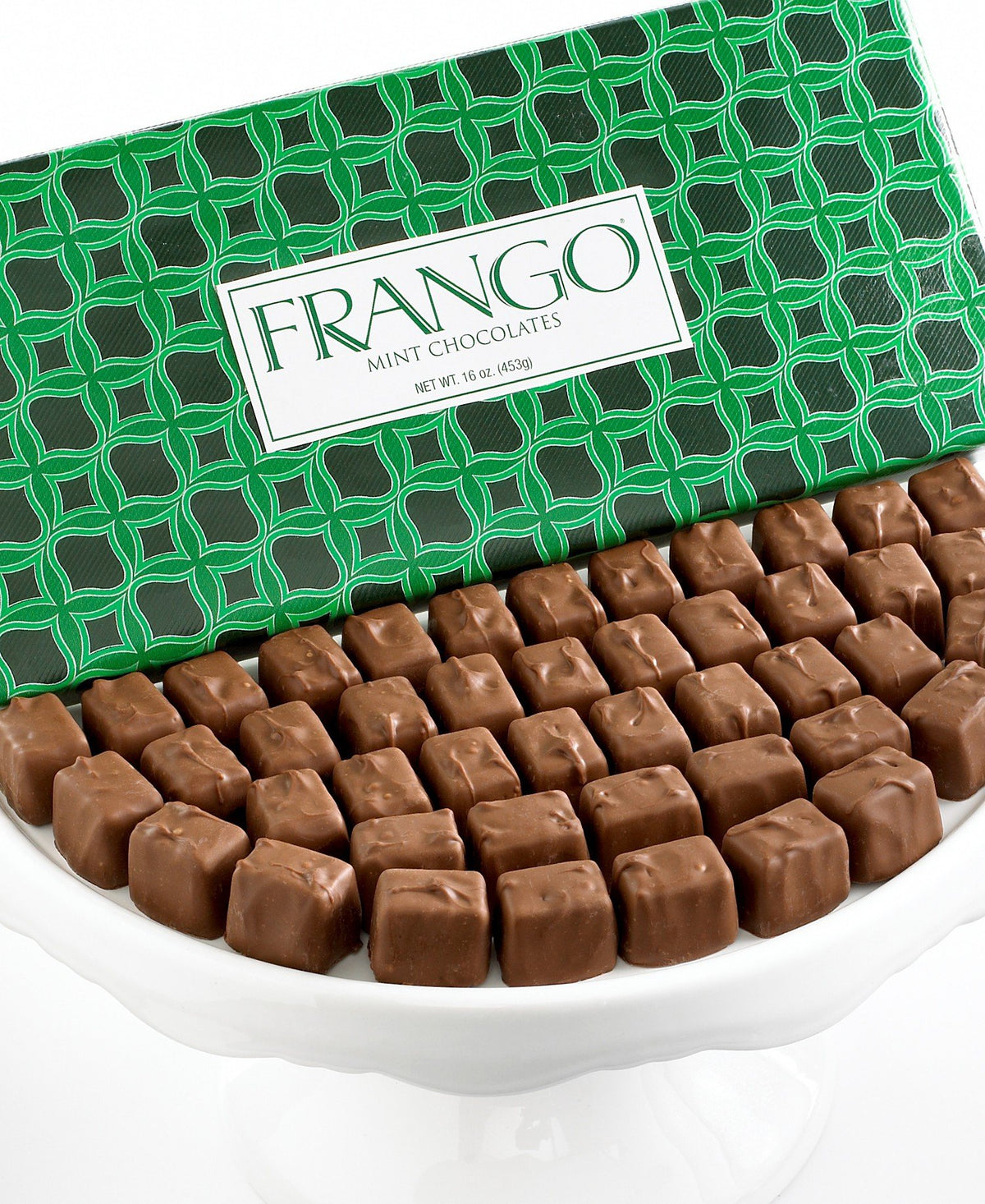 Frango milk mint chocolates in a holiday-wrapped gift box, ideal for gifting and celebrations.