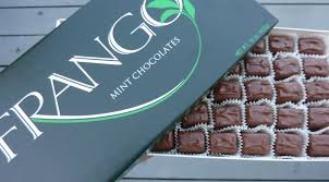 Frango Mint Chocolates close-up of creamy milk chocolate with peppermint aroma