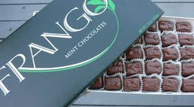 Frango Mint Chocolates close-up of creamy milk chocolate with peppermint aroma