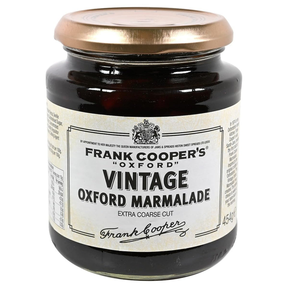 Frank Cooper's Vintage Oxford Marmalade bottle with rich citrus aroma for breakfast