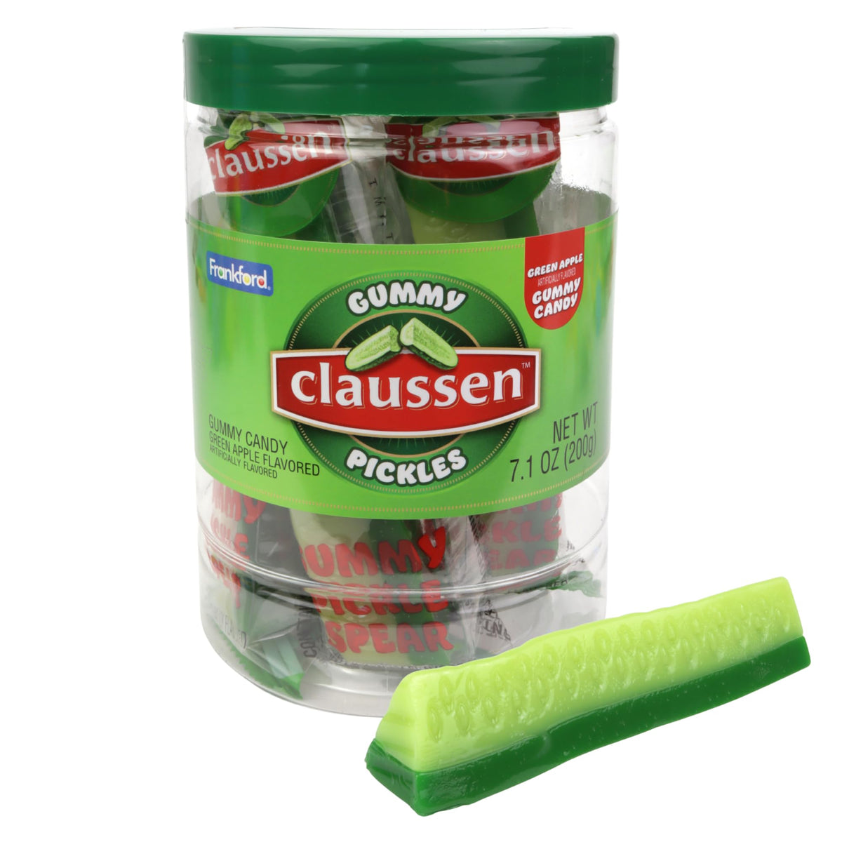 Frankford pickle spears individually wrapped, ready for parties or gifts.