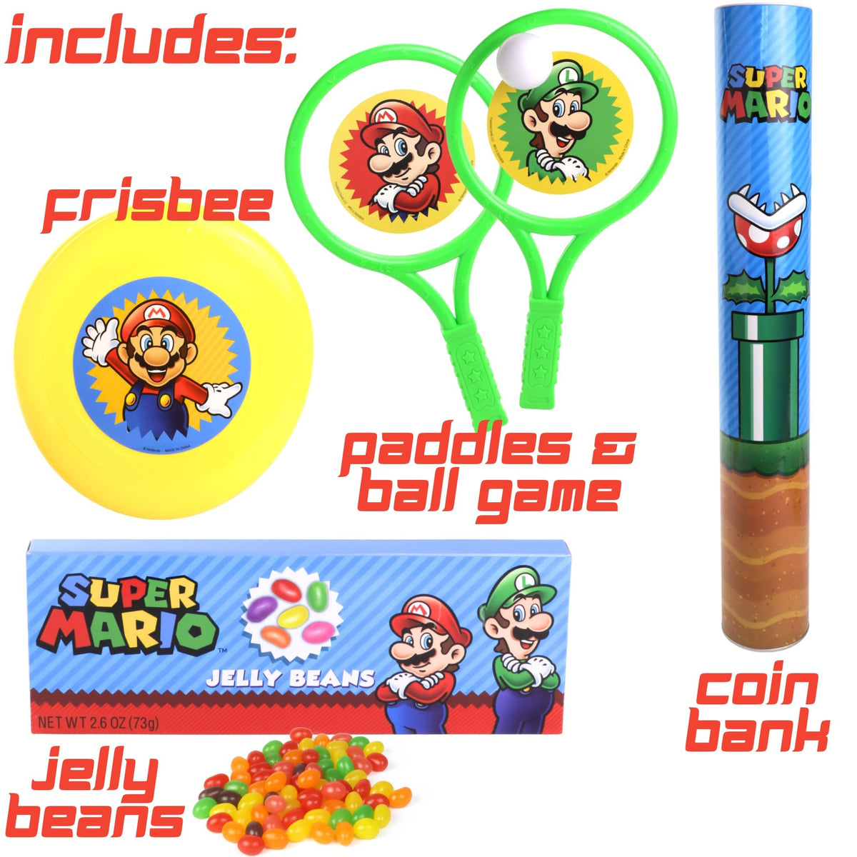 Frankford Super Mario Easter Basket paddle ball set, perfect for family games
