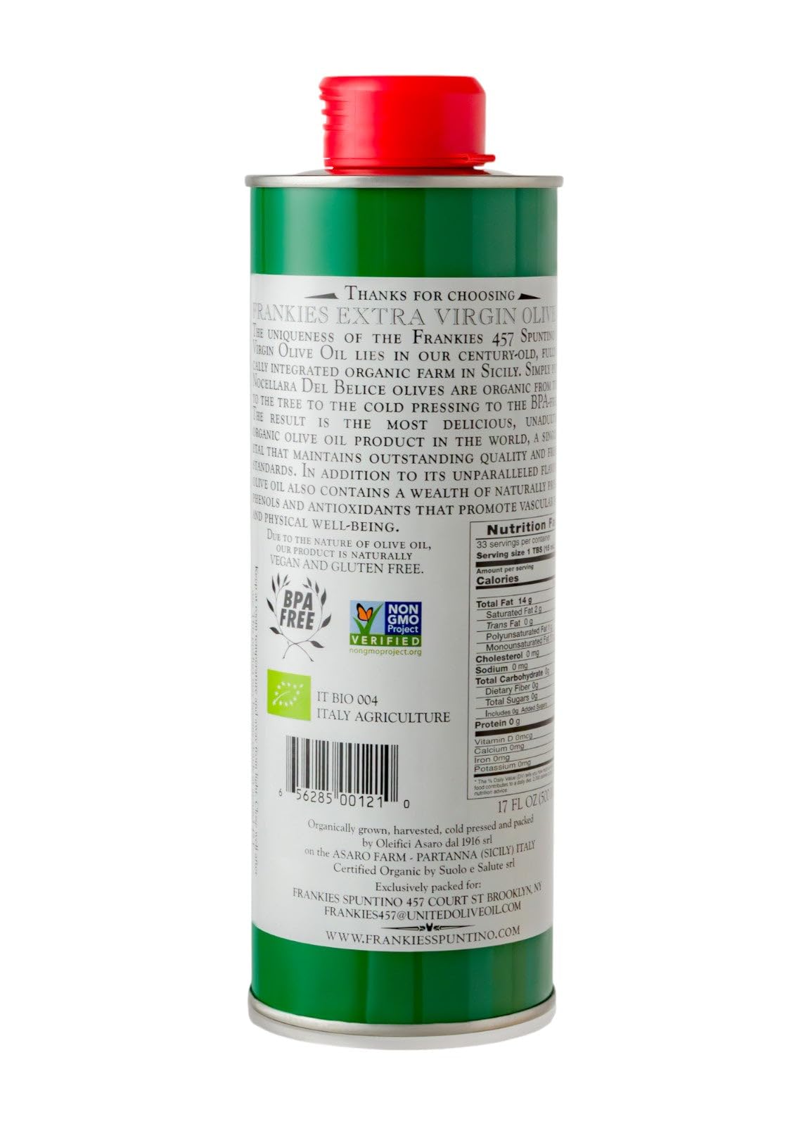 Frankies 457 Organic EVOO highlights Castelvetrano brightness in a salad drizzle.