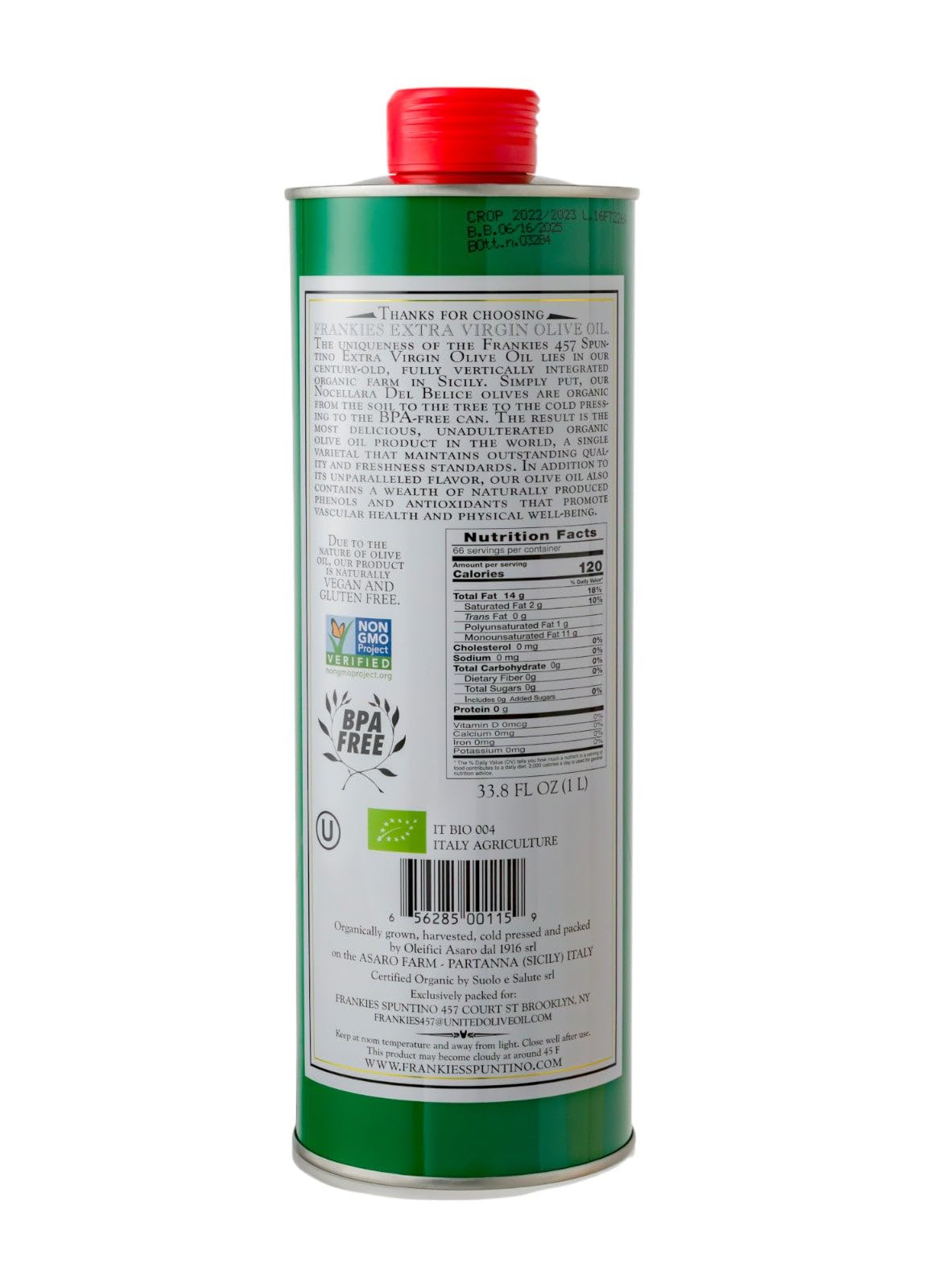 Frankies 457 Organic EVOO pour shows a smooth peppery finish for dipping and finishing dishes.