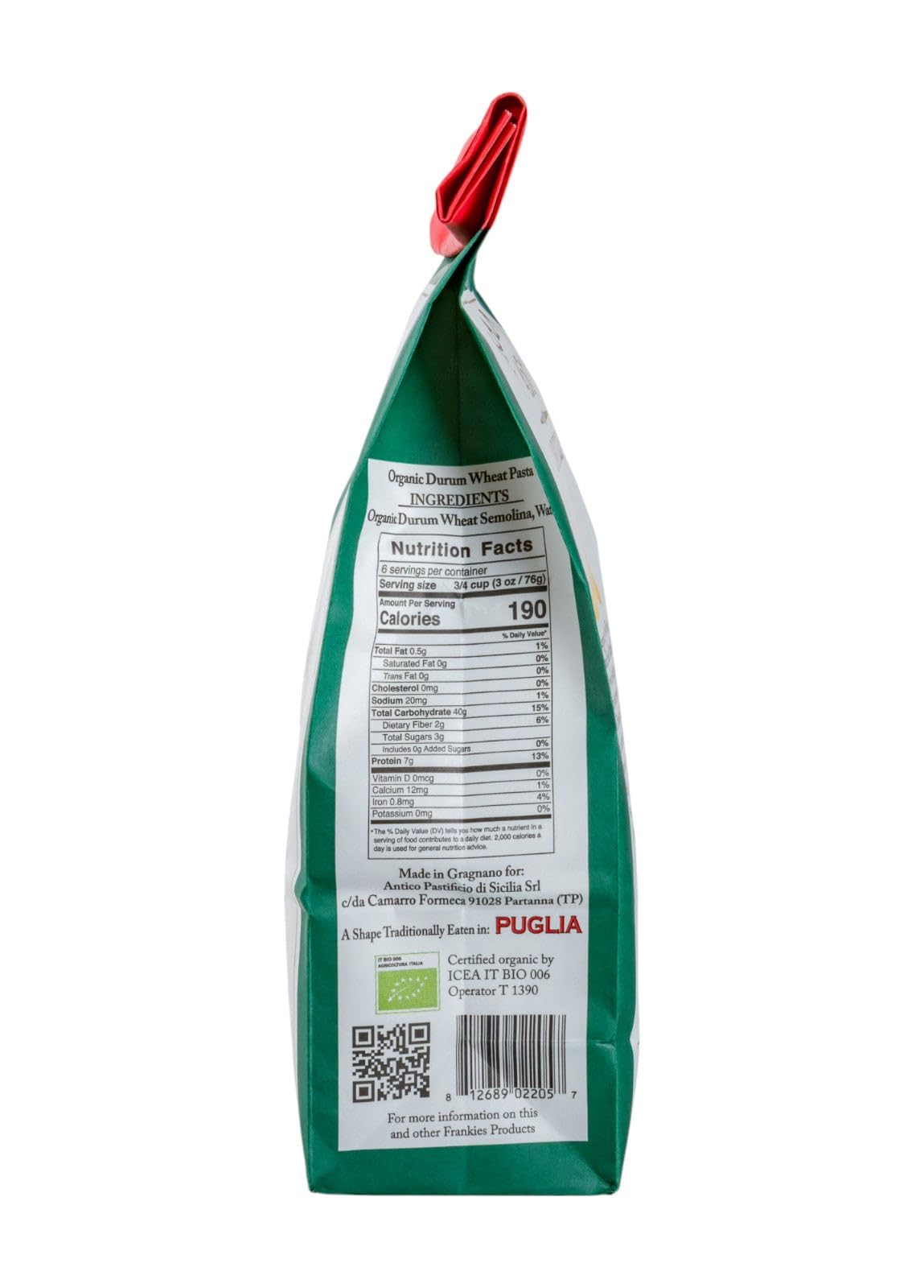 Frankies 457 premium ingredients, durum wheat semolina and eggs for rich flavor