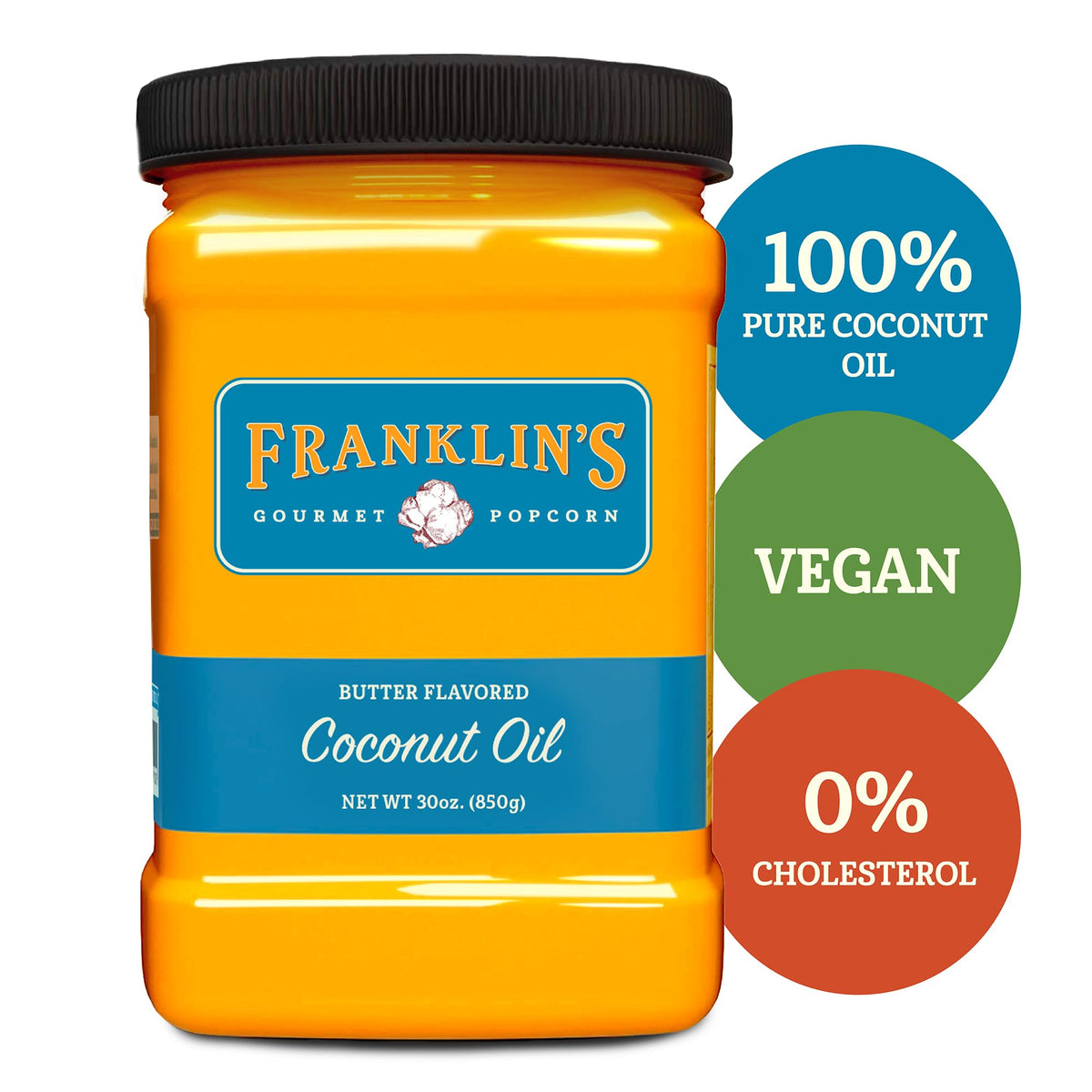 Franklin's butter-flavored coconut oil pour for easy, even coating.